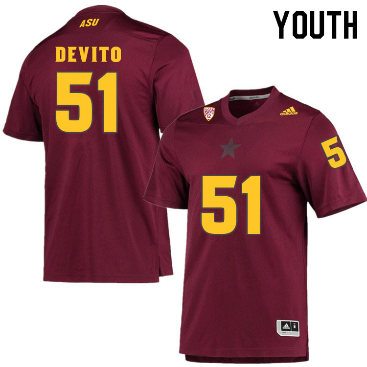 Youth #51 Dylan DeVitoArizona State Sun Devils College Football Jerseys Sale-Maroon - Click Image to Close